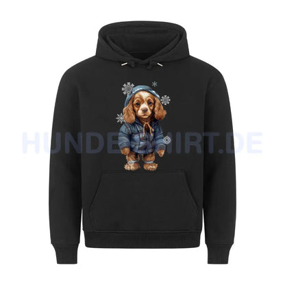 Premium Hoodie "American Cocker Spaniel WINTER" Schwarz – hunde-shirt.de