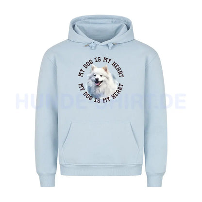 Premium Hoodie "American Eskimo HEART" Babyblau – hunde-shirt.de