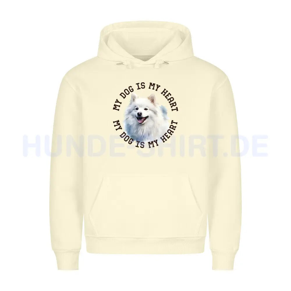 Premium Hoodie "American Eskimo HEART" Beige – hunde-shirt.de