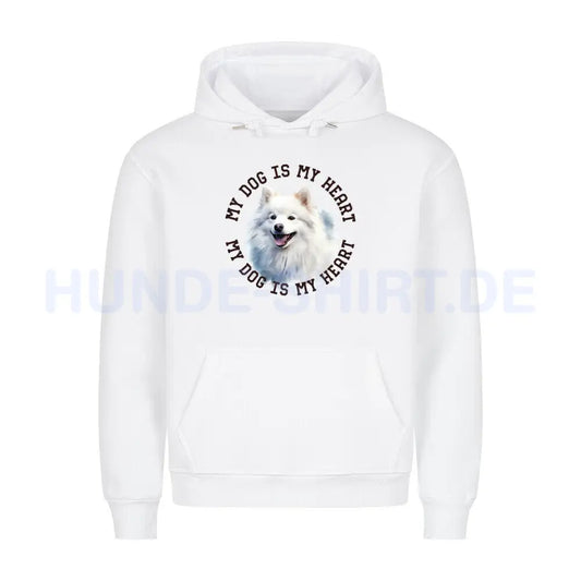 Premium Hoodie "American Eskimo HEART" Weiß – hunde-shirt.de