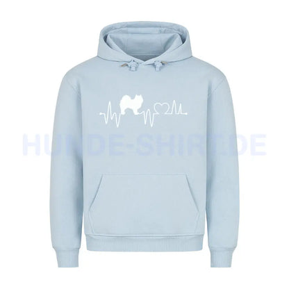 Premium Hoodie "American Eskimo - Heartbeat" Babyblau – hunde-shirt.de