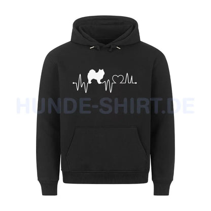 Premium Hoodie "American Eskimo - Heartbeat" Schwarz – hunde-shirt.de