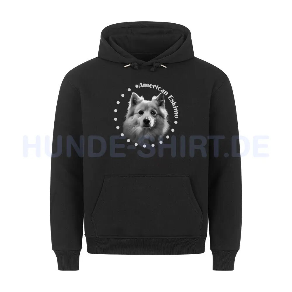 Premium Hoodie "American Eskimo Rounded" Schwarz – hunde-shirt.de