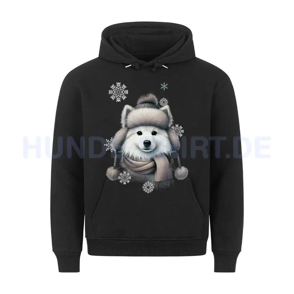 Premium Hoodie "American Eskimo Winter" Schwarz – hunde-shirt.de