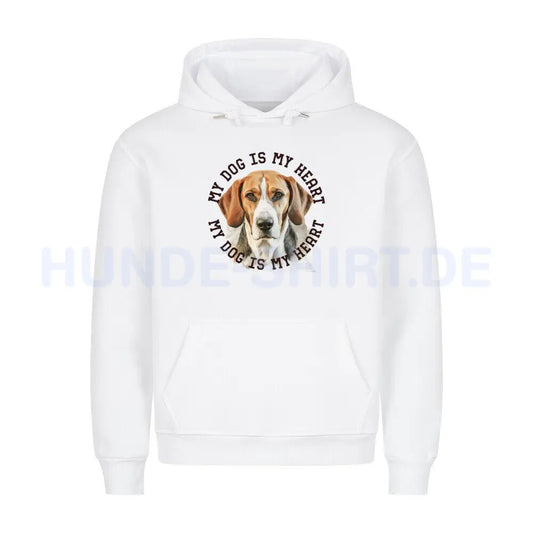 Premium Hoodie "American Foxhound HEART" Weiß – hunde-shirt.de