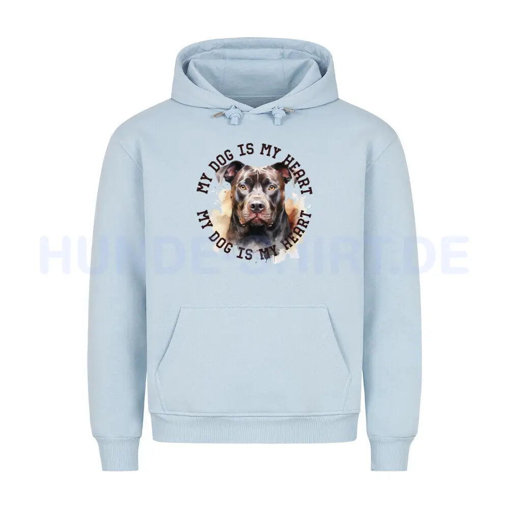 Premium Hoodie "American Pit Bull Terrier HEART 2" Babyblau – hunde-shirt.de