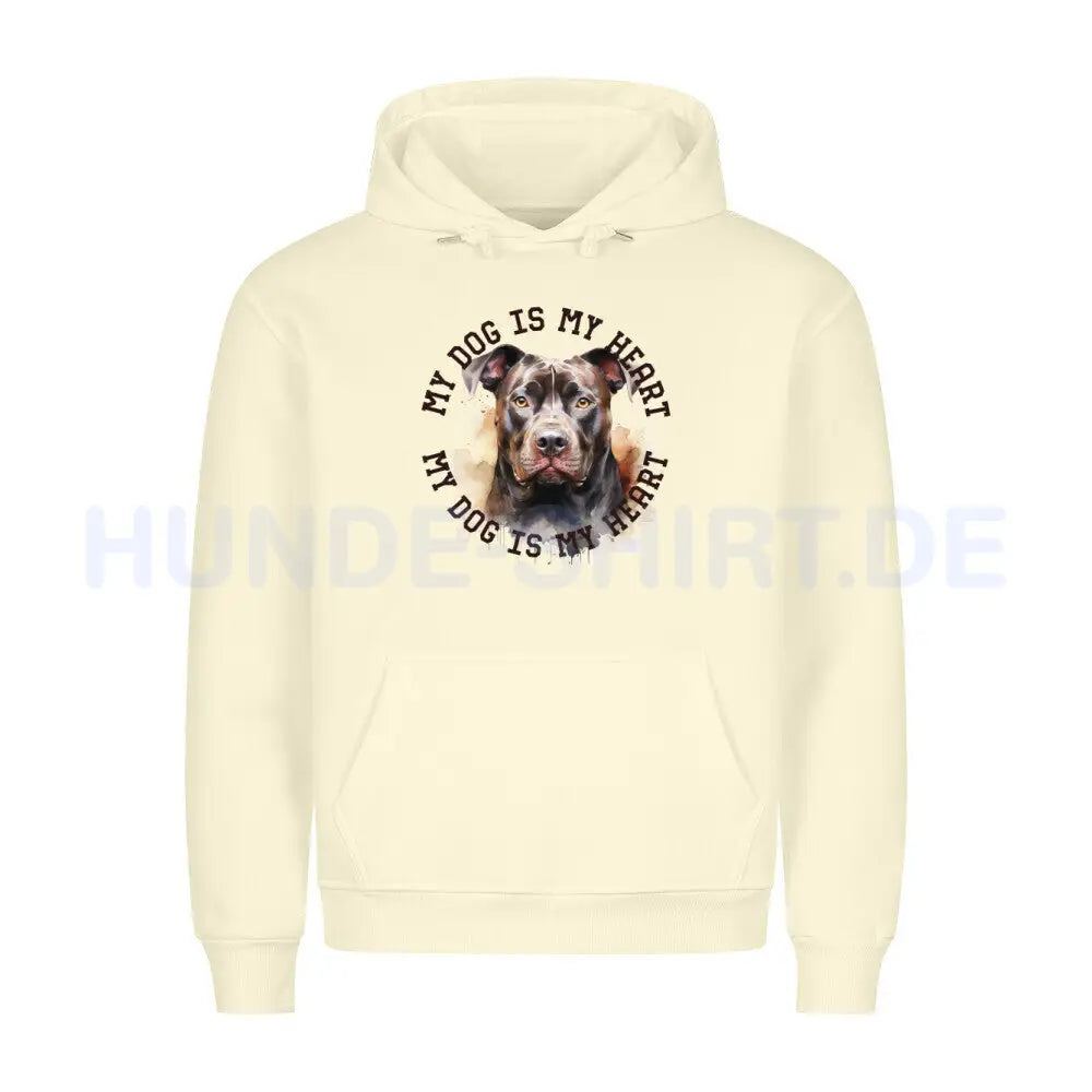 Premium Hoodie "American Pit Bull Terrier HEART 2" Beige – hunde-shirt.de