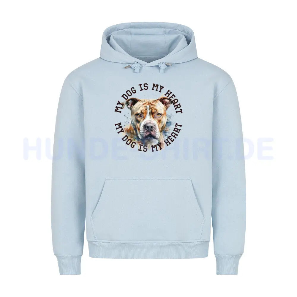 Premium Hoodie "American Pit Bull Terrier HEART" Babyblau – hunde-shirt.de