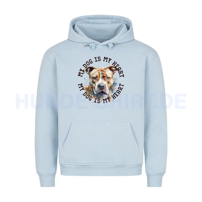 Premium Hoodie "American Pit Bull Terrier HEART" Babyblau – hunde-shirt.de