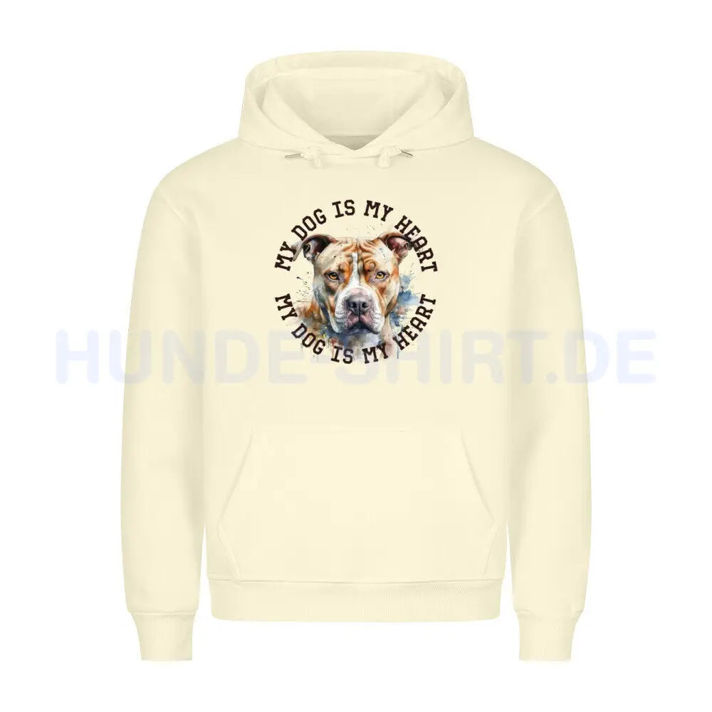 Premium Hoodie "American Pit Bull Terrier HEART" Beige – hunde-shirt.de