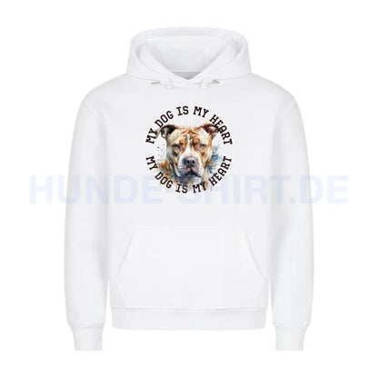 Premium Hoodie "American Pit Bull Terrier HEART" Weiß – hunde-shirt.de