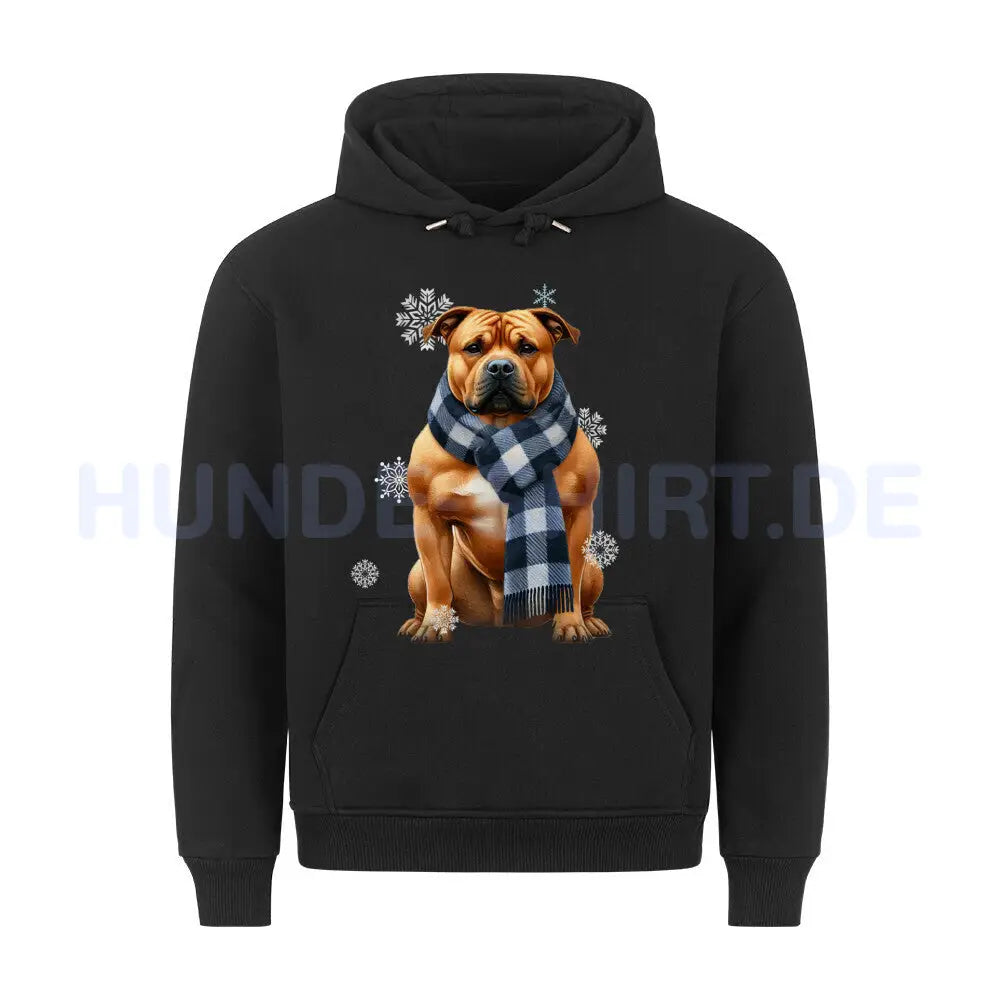 Premium Hoodie "American Staffordshire Terrier Winter" Schwarz – hunde-shirt.de