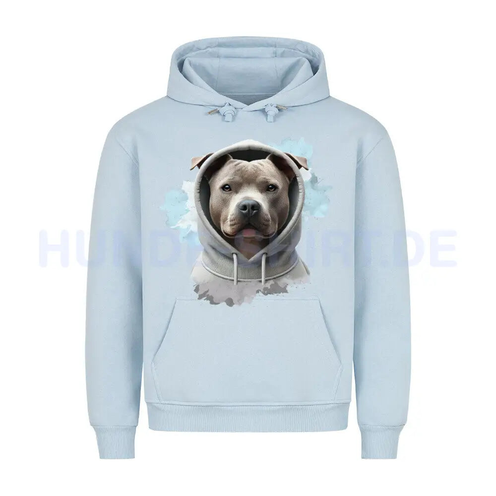 Premium Hoodie "AmStaff Hooded" Babyblau – hunde-shirt.de