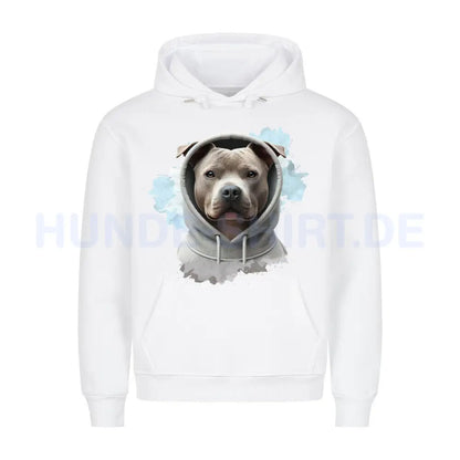 Premium Hoodie "AmStaff Hooded" Weiß – hunde-shirt.de