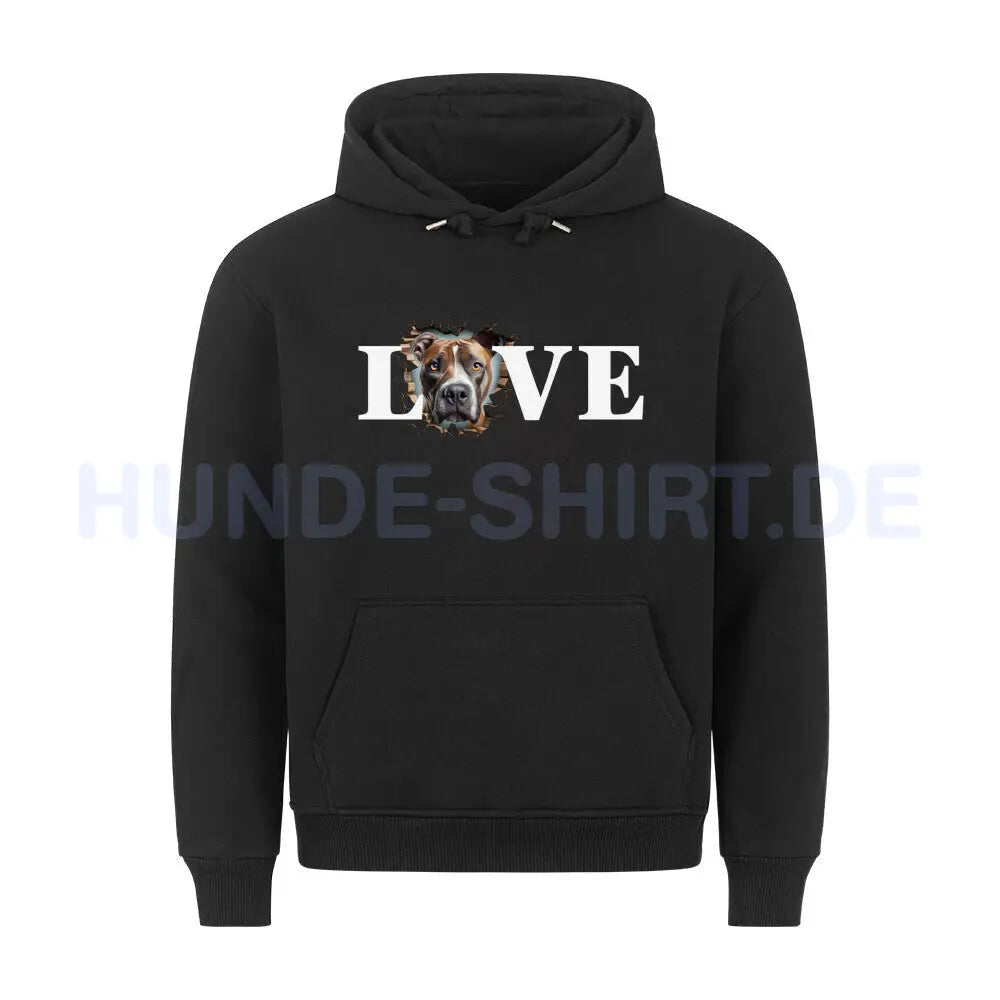 Premium Hoodie "AmStaff - LOVE" Schwarz – hunde-shirt.de