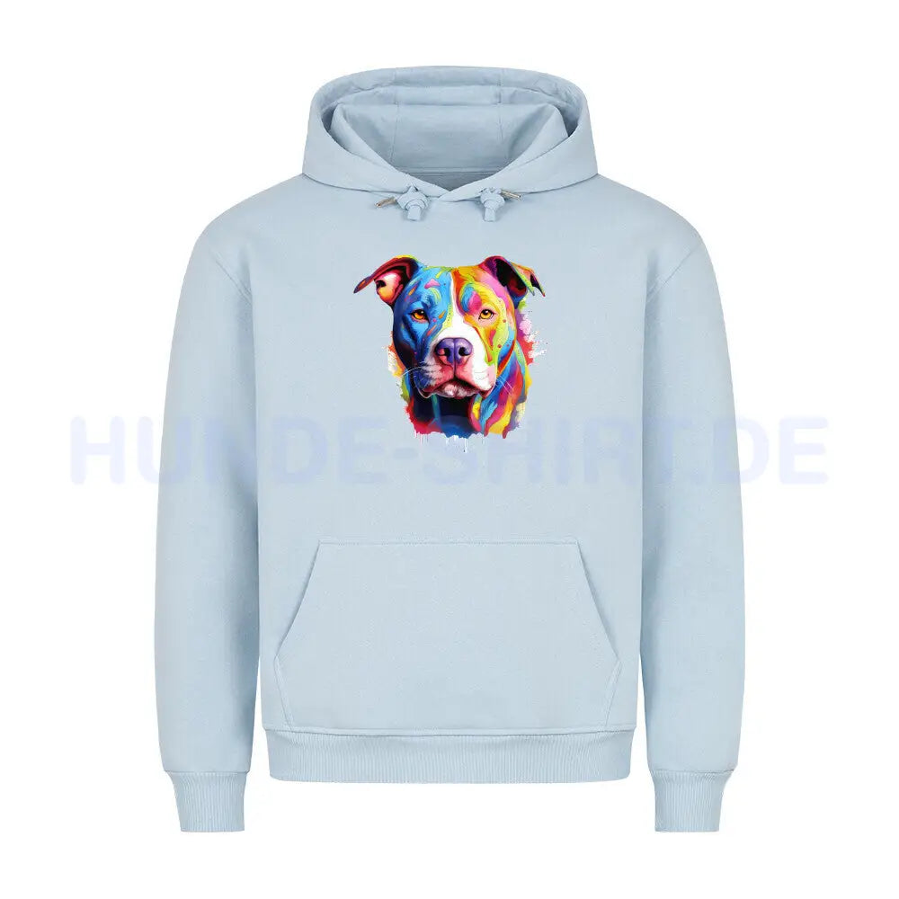 Premium Hoodie "AmStaff - Paint" Babyblau – hunde-shirt.de