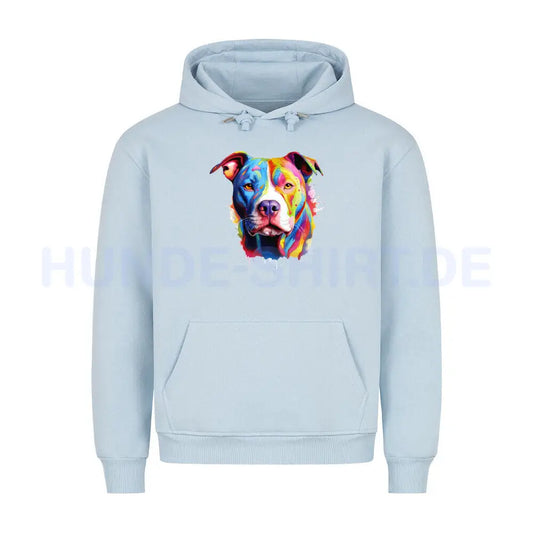 Premium Hoodie "AmStaff - Paint" Babyblau – hunde-shirt.de