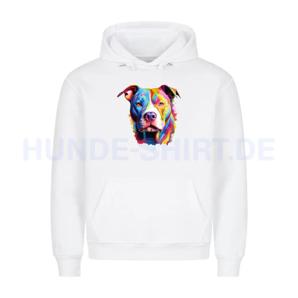 Premium Hoodie "AmStaff - Paint" Weiß – hunde-shirt.de