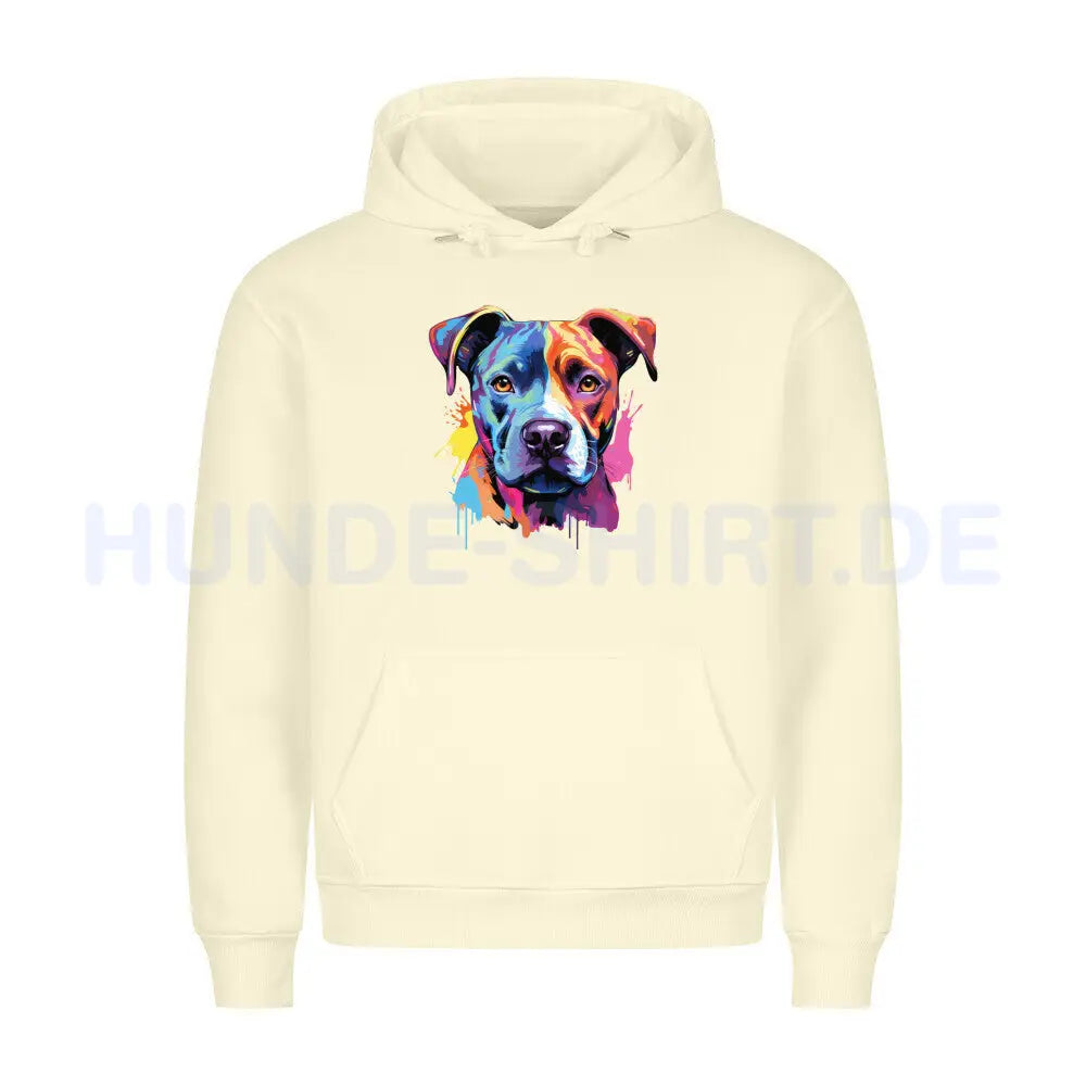 Premium Hoodie "AmStaff Puppy - Paint" Beige – hunde-shirt.de