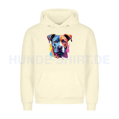 Premium Hoodie "AmStaff Puppy - Paint" Beige – hunde-shirt.de