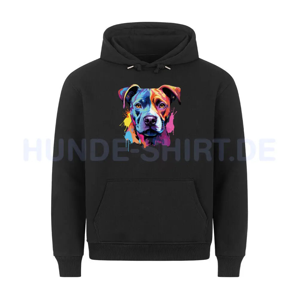 Premium Hoodie "AmStaff Puppy - Paint" Schwarz – hunde-shirt.de