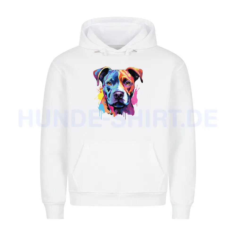 Premium Hoodie "AmStaff Puppy - Paint" Weiß – hunde-shirt.de