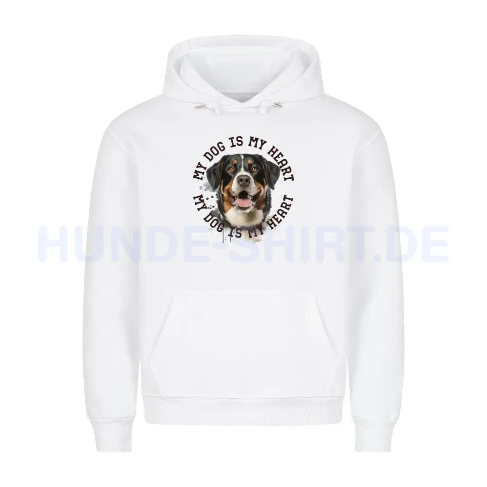 Premium Hoodie "Appenzeller Sennenhund HEART" Weiß – hunde-shirt.de