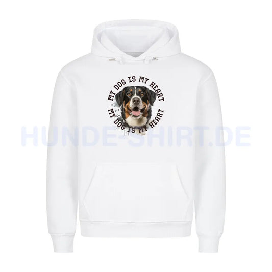 Premium Hoodie "Appenzeller Sennenhund HEART" Weiß – hunde-shirt.de