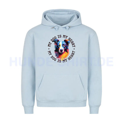 Premium Hoodie "Australian Shepherd HEART" Babyblau – hunde-shirt.de