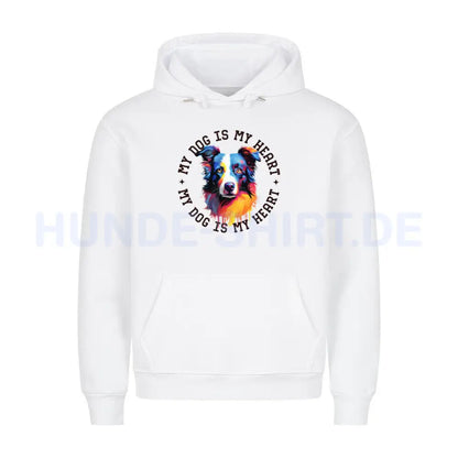 Premium Hoodie "Australian Shepherd HEART" Weiß – hunde-shirt.de