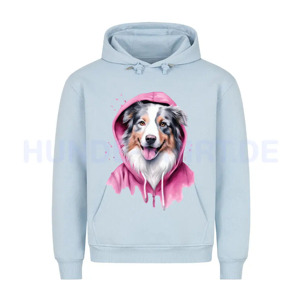 Premium Hoodie "Australian Shepherd PINK-Hooded" Babyblau – hunde-shirt.de