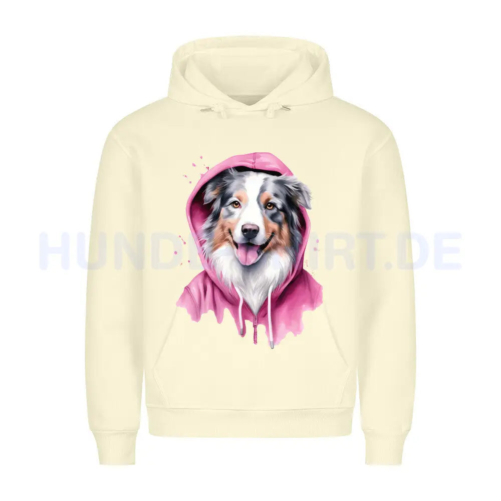 Premium Hoodie "Australian Shepherd PINK-Hooded" Beige – hunde-shirt.de