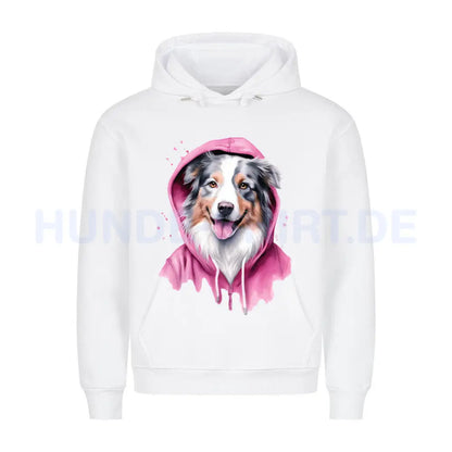 Premium Hoodie "Australian Shepherd PINK-Hooded" Weiß – hunde-shirt.de