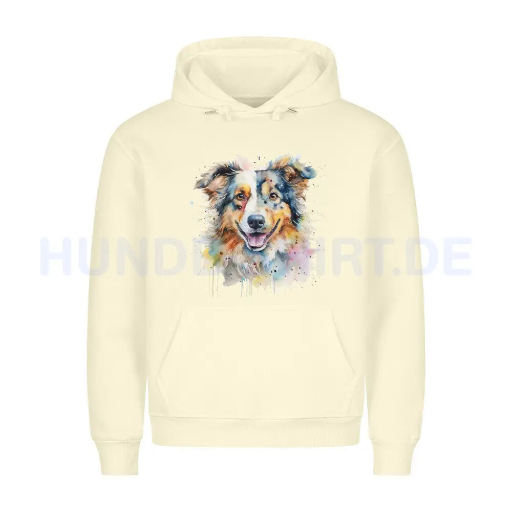 Premium Hoodie "Australian Shepherd Splash" Beige – hunde-shirt.de