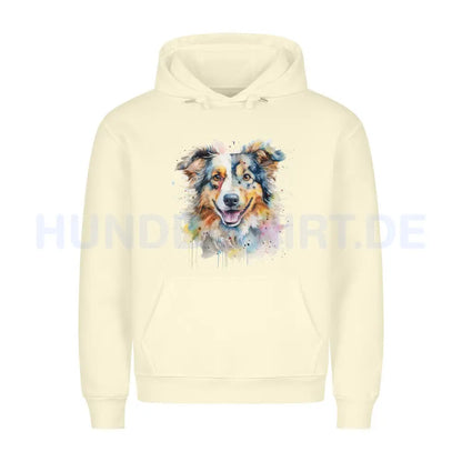 Premium Hoodie "Australian Shepherd Splash" Beige – hunde-shirt.de