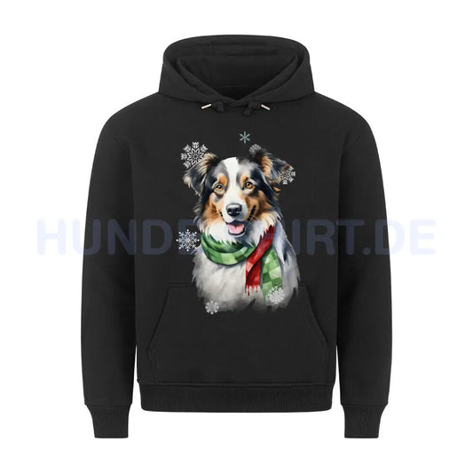 Premium Hoodie "Australian Shepherd Winter" Schwarz – hunde-shirt.de