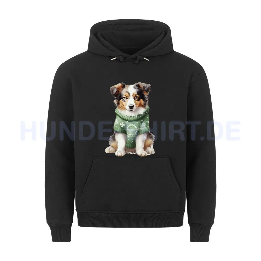 Premium Hoodie "Australian Shepherd - Winterbub" Schwarz – hunde-shirt.de