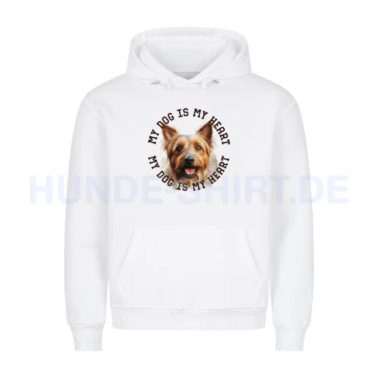 Premium Hoodie "Australian Terrier HEART" Weiß – hunde-shirt.de