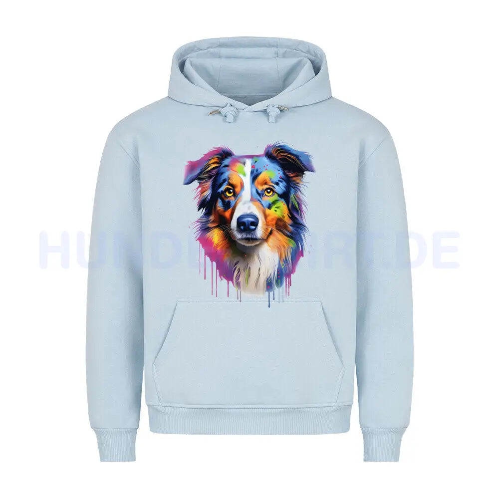 Premium Hoodie "Australien Shepherd Paint" Babyblau – hunde-shirt.de