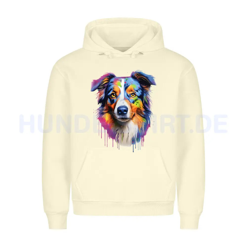 Premium Hoodie "Australien Shepherd Paint" Beige – hunde-shirt.de