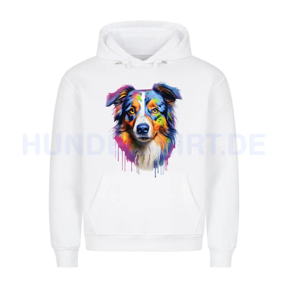 Premium Hoodie "Australien Shepherd Paint" Weiß – hunde-shirt.de