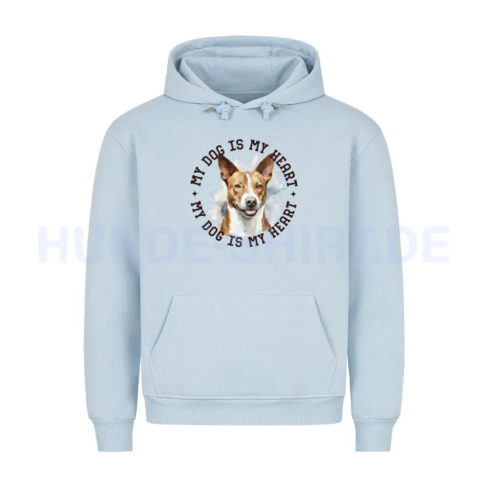 Premium Hoodie "Basenji HEART" Babyblau – hunde-shirt.de