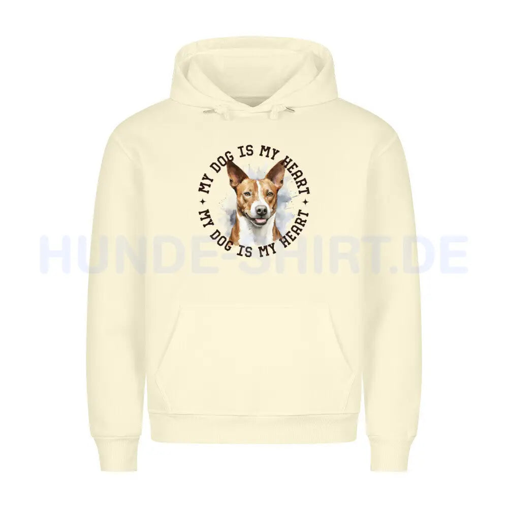 Premium Hoodie "Basenji HEART" Beige – hunde-shirt.de