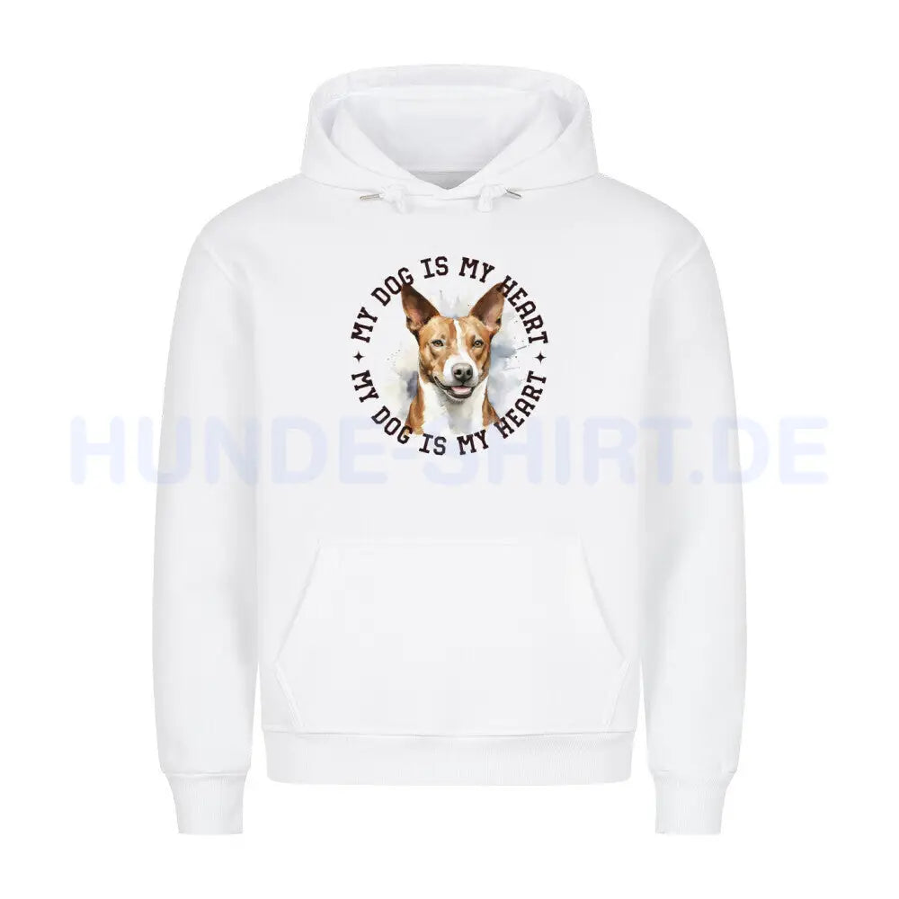 Premium Hoodie "Basenji HEART" Weiß – hunde-shirt.de