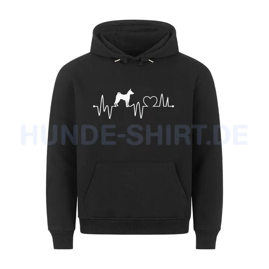 Premium Hoodie "Basenji - Heartbeat" Schwarz – hunde-shirt.de