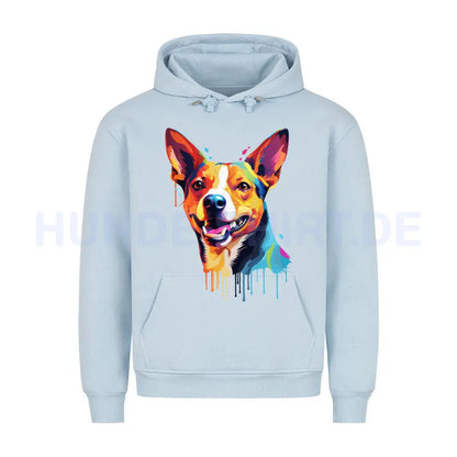 Premium Hoodie "Basenji Paint" Babyblau – hunde-shirt.de