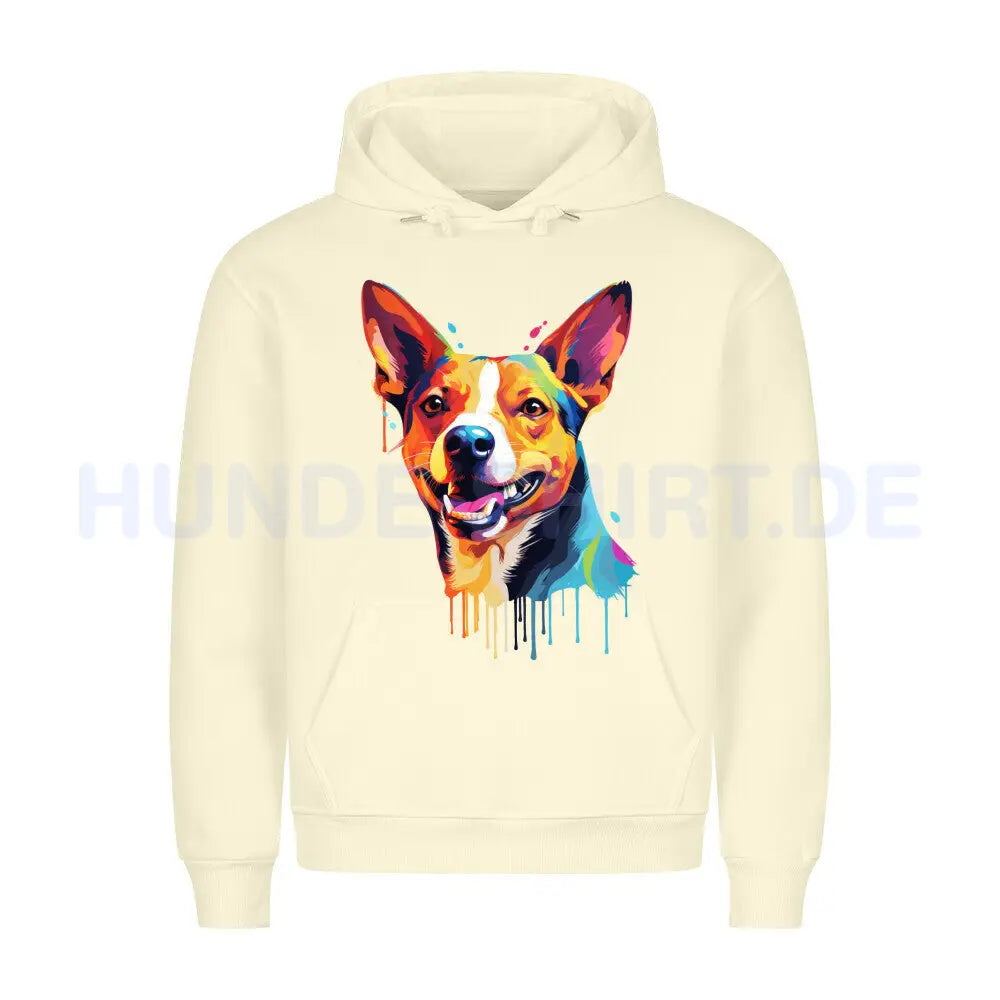 Premium Hoodie "Basenji Paint" Beige – hunde-shirt.de