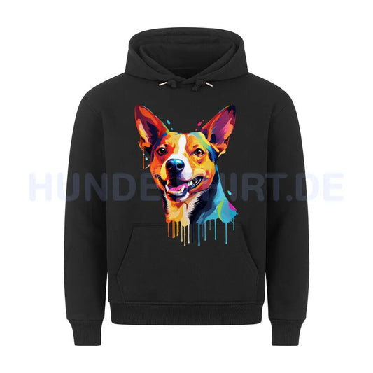 Premium Hoodie "Basenji Paint" Schwarz – hunde-shirt.de