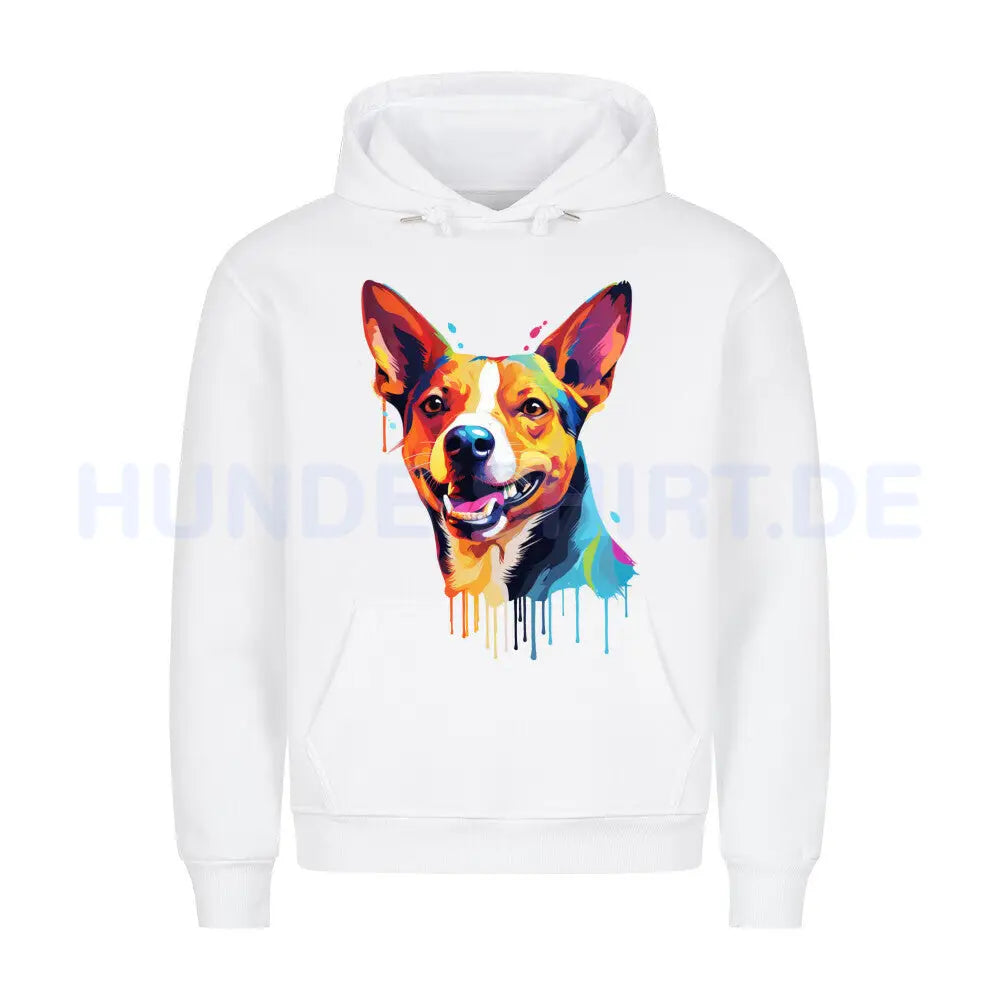 Premium Hoodie "Basenji Paint" Weiß – hunde-shirt.de