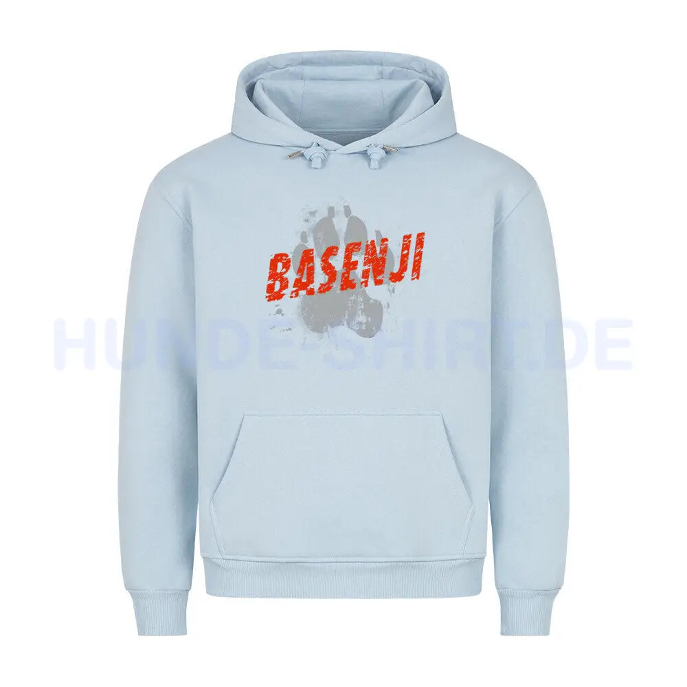 Premium Hoodie "Basenji - PAW" Babyblau – hunde-shirt.de